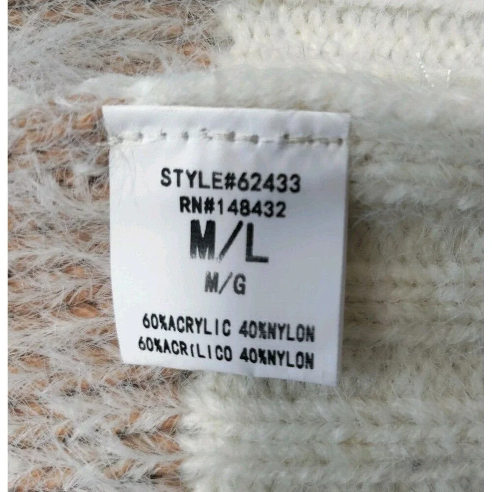 Becool Knit Cardigan Womens M/L Striped Long Sleeve Open Front Pockets Soft NWT